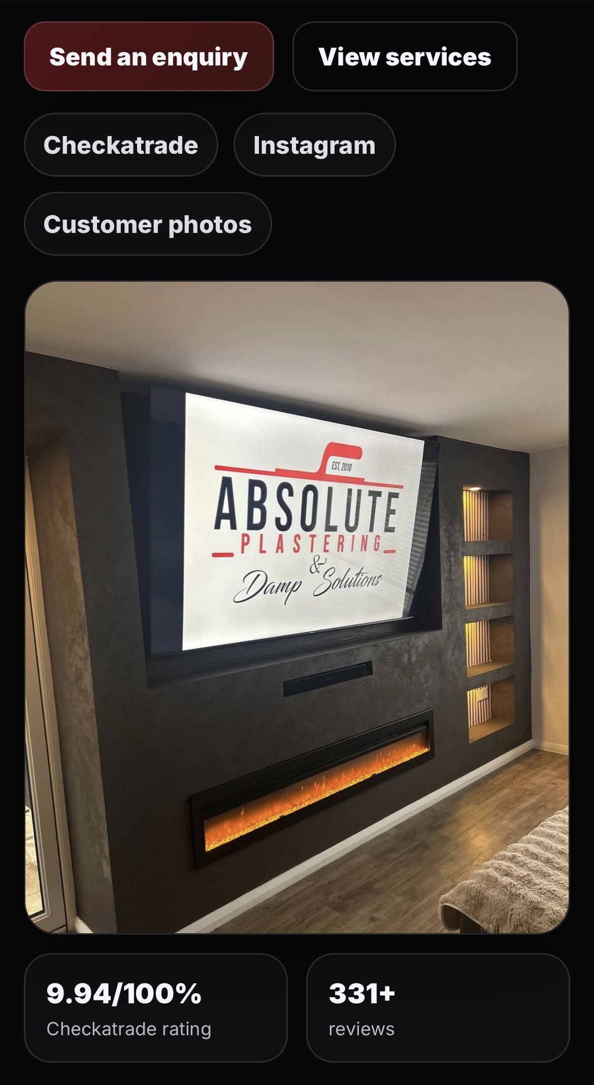 Absolute Plastering website layout example